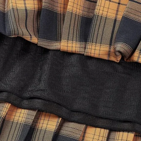 Women's Elastic Waist Tartan Pleated School Skirt - Picture 6 of 6